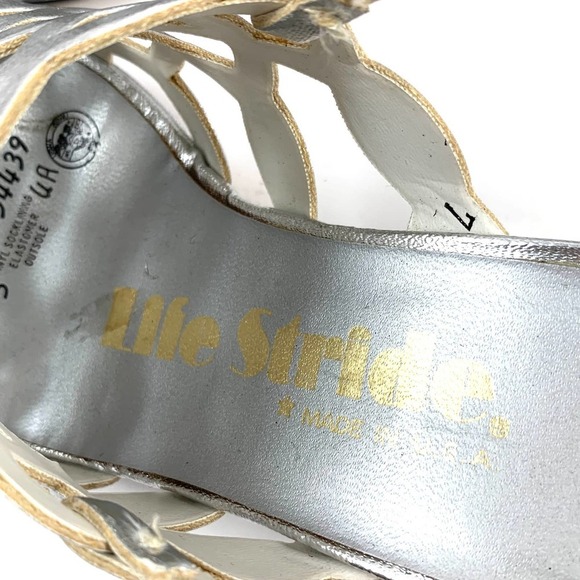 1960's mod silver caged peep toe heeled LIFE STRIDE sandals - Picture 12 of 16